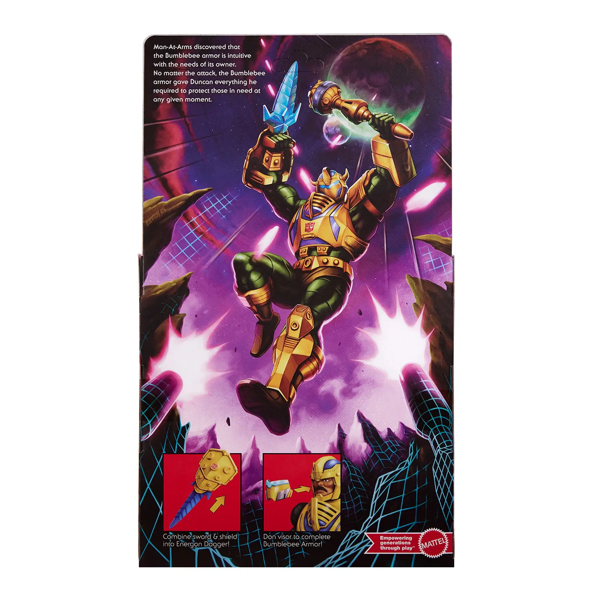 Bumblebee Man-At-Arms MOTU Origins Transformers Box Back
